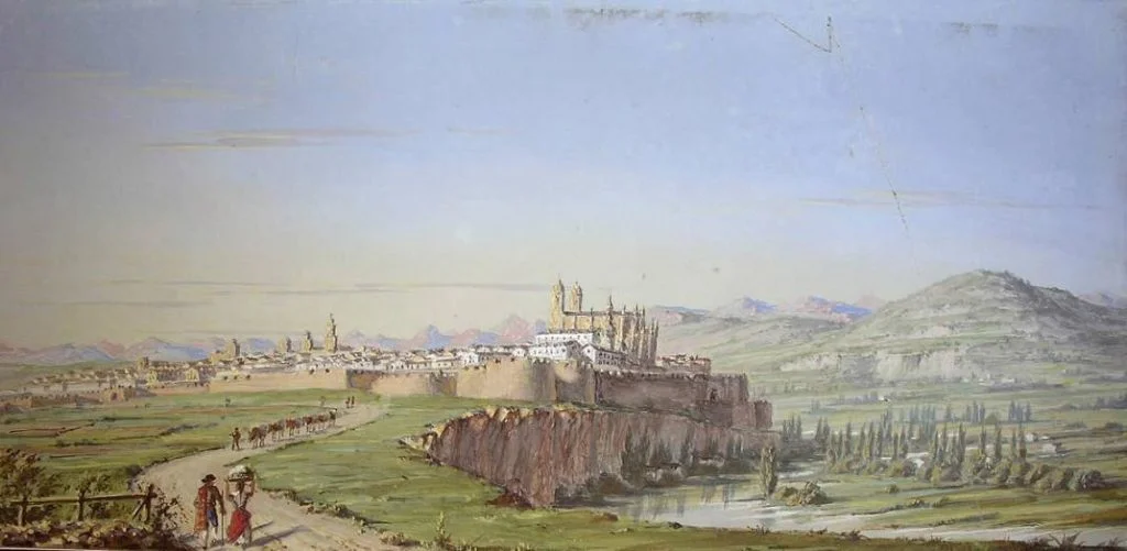 Zicht op Pamplona rond 1850 - Didier Petit de Meurville (Publiek Domein - wiki)