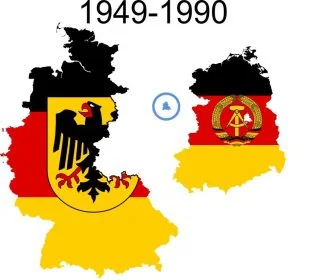 Kaart. Het verdeelde Duitsland: BRD en DDR, met een gedeeld Berlijn (Beeld: wiki)