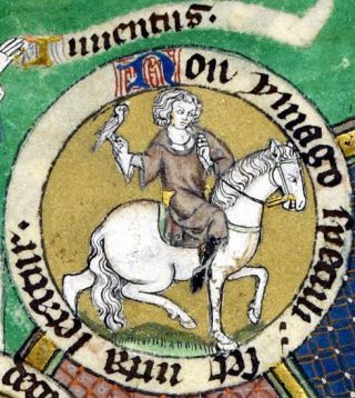 Sperwer- of havikjacht. De Lisle Psalter (ca. 1308-1340), British Library, Londen, Arundel Ms 83, fol. 126v.