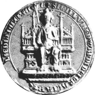 Majesteitszegel koning Edward I van Engeland. W.D.G. Birch, History of Scottish Seals. Vol. 1, The Royal Seals of Scotland (1905) 131 (plate 18).