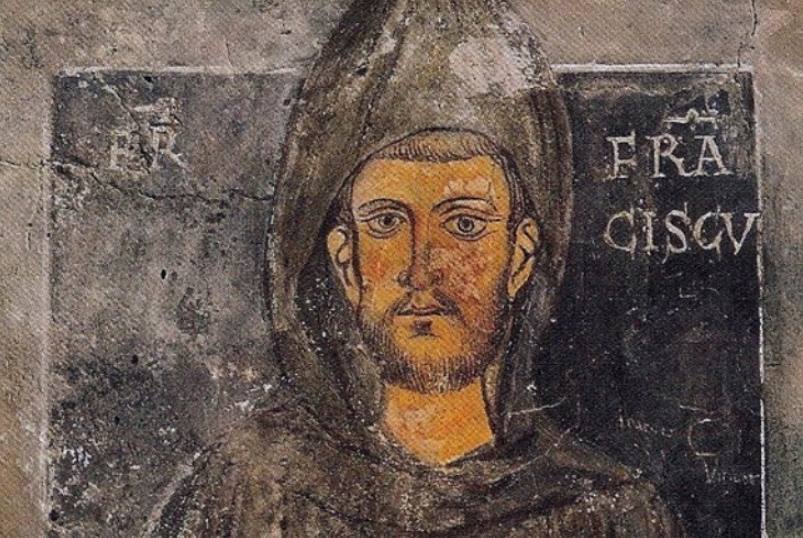 Oudst bekende afbeelding van Franciscus van Assisi, fresco in het klooster van San Benedetto, Subiaco (Publiek Domein - wiki)