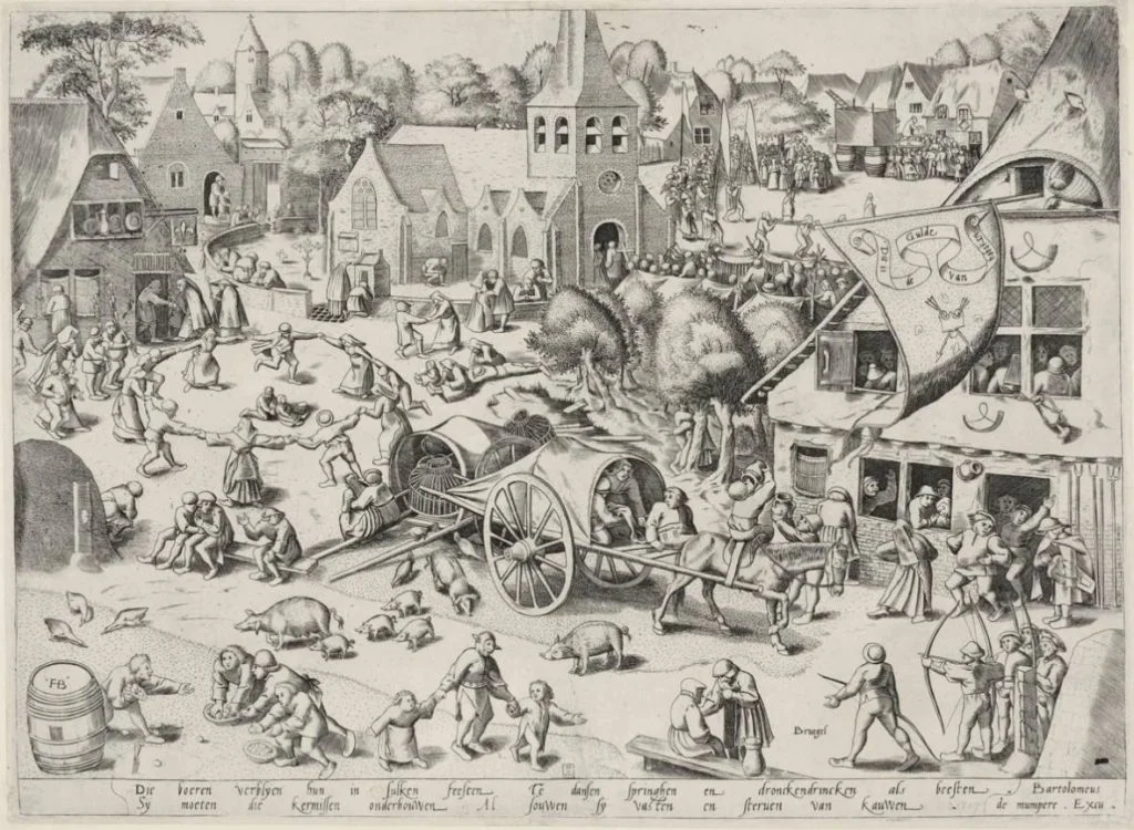 Frans Hogenberg naar Pieter Bruegel - De kermis van Hoboken, 1559