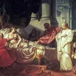 Erasistratus ontdekt de oorzaak van de ziekte van Antiochus. Schilderij door Jacques-Louis David (1774)
