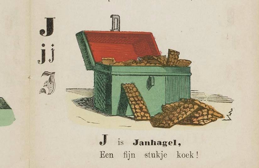 Afbeelding van Janhagel koekjes in 'Smakelijk eten : abc-boekje voor lieve kinderen', 1856