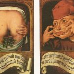 Anoniem, ‘Satirische diptiek’, begin 16e eeuw, olieverf op hout, 58,5×44 cm, Luik: Bibliothèque Centrale, inv.nr. 12013