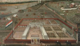 Nederlandse factorij in Hugli-Chuchura, India - Schilderij van Hendrik van Schuylenburgh