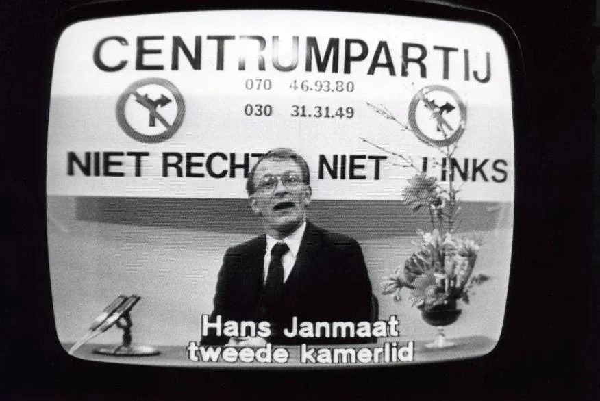 Hans Janmaat (CP) in de zendtijd voor politieke partijen, februari 1984