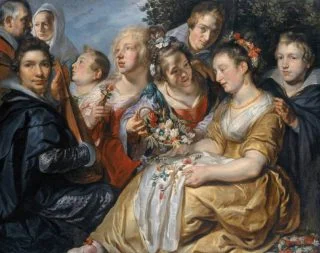 Jacques Jordaens, Zelfportret met de familie Van Noort, ca. 1615-1616, doek,130,5 x 159 cm, Kassel, Museumslandschaft Hessen Kassel.