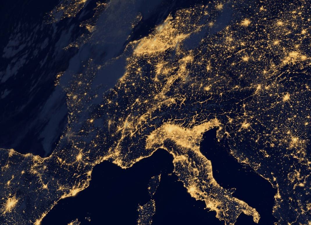 Satellietfoto van een deel van een Europa