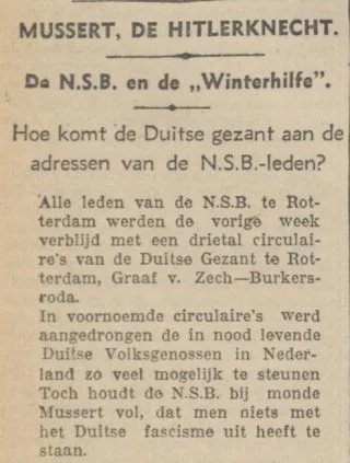 'Mussert, de Hitlerknecht' - De Tribune, 12 november 1935