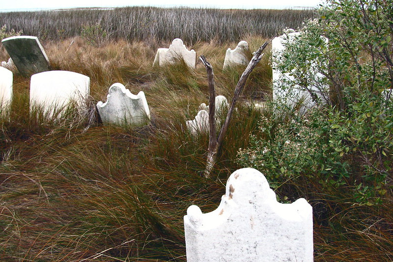 Verlaten begraafplaats van Holland Island, november 2010 