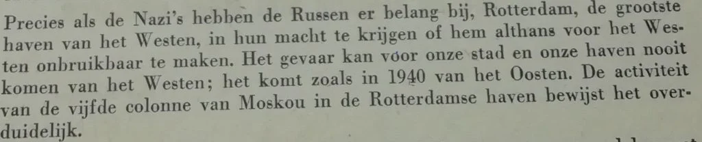 Afbeelding uit PvdA-pamflet – voor vrijheid en vrede, aan de bevolking van Rotterdam (1950)