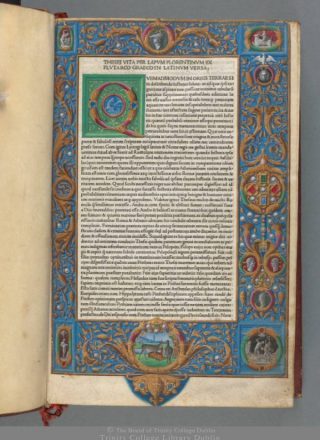 Het oudste boek in de Fagel collectie: Vitae virorum illustrium [= Leven van beroemde mannen] (Venetië, Nicolaas Jenson, 1478). Signatuur: Fag.GG.2.1.