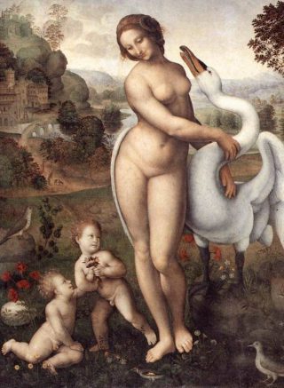 "Leda en de zwaan" door Leonardo da Vinci 
