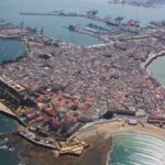 Luchtfoto van het oude centrum van Cadiz