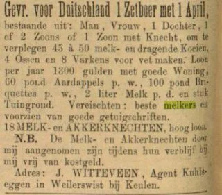 Advertentie in de Leeuwarder Courant van 15-03-1900