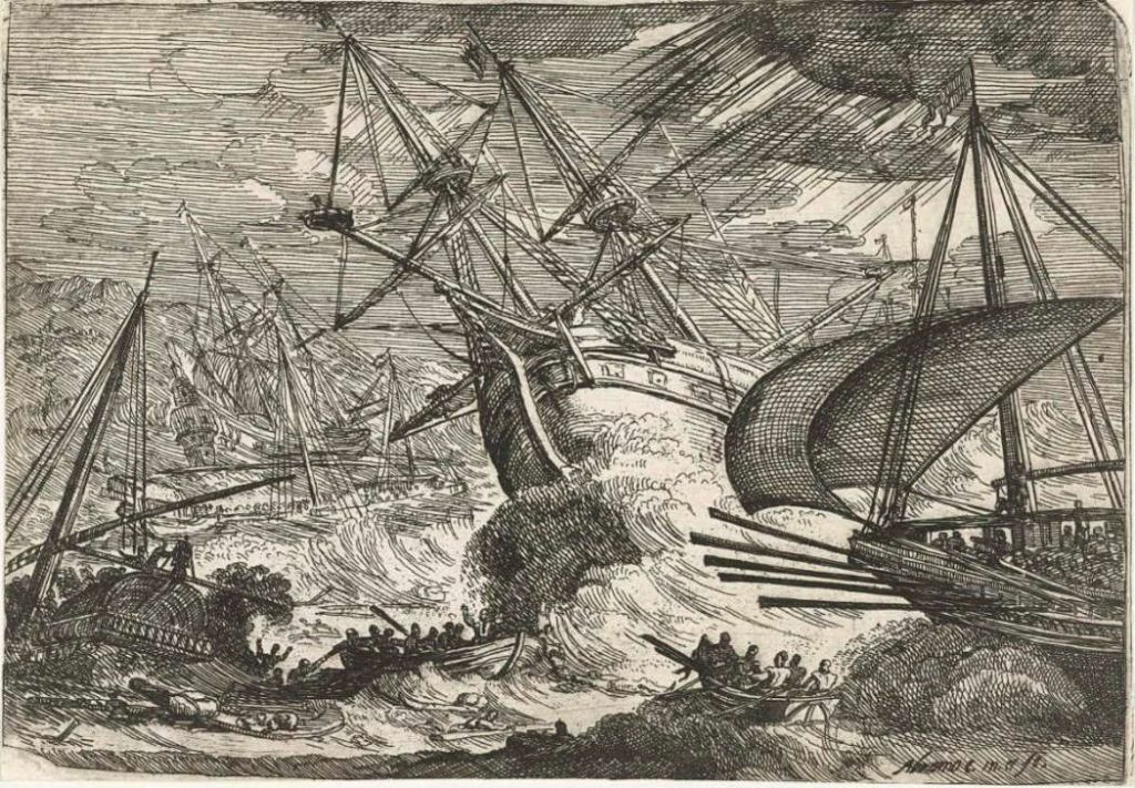 Abraham Casembroot, Storm op zee. Gezichten van de haven van Messia, Collectie Rijksmuseum