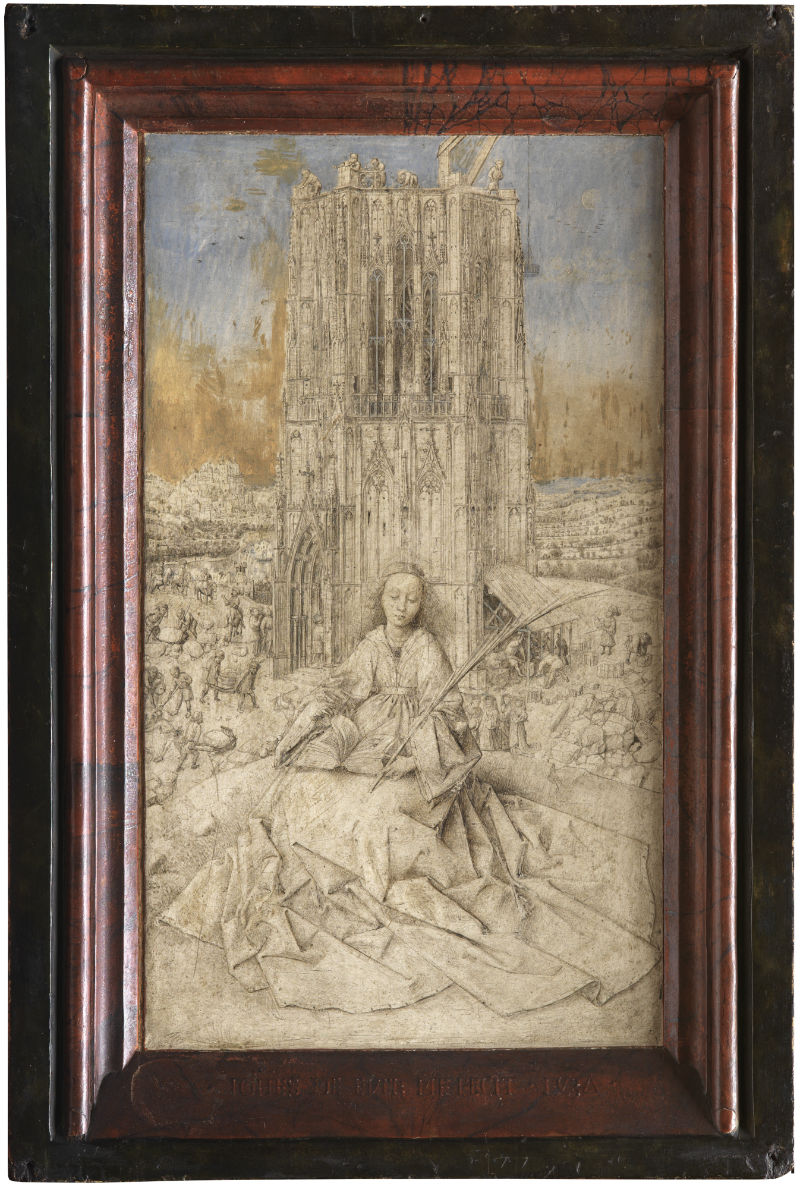 Jan van Eyck (Maaseik?, ca. 1390 - Brugge, 1441) Heilige Barbara, 1437 Olieverf op paneel 31 × 18 cm Koninklijk Museum voor Schone Kunsten Antwerpen © www.lukasweb.be - Art in Flanders vzw. Foto Hugo Maertens