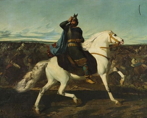 Roderic tijdens de Slag van Guadelete. Publiek domein/wiki