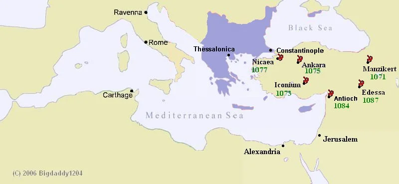 Het Byzantijnse Rijk verloor bijna al het Aziatische grondgebied