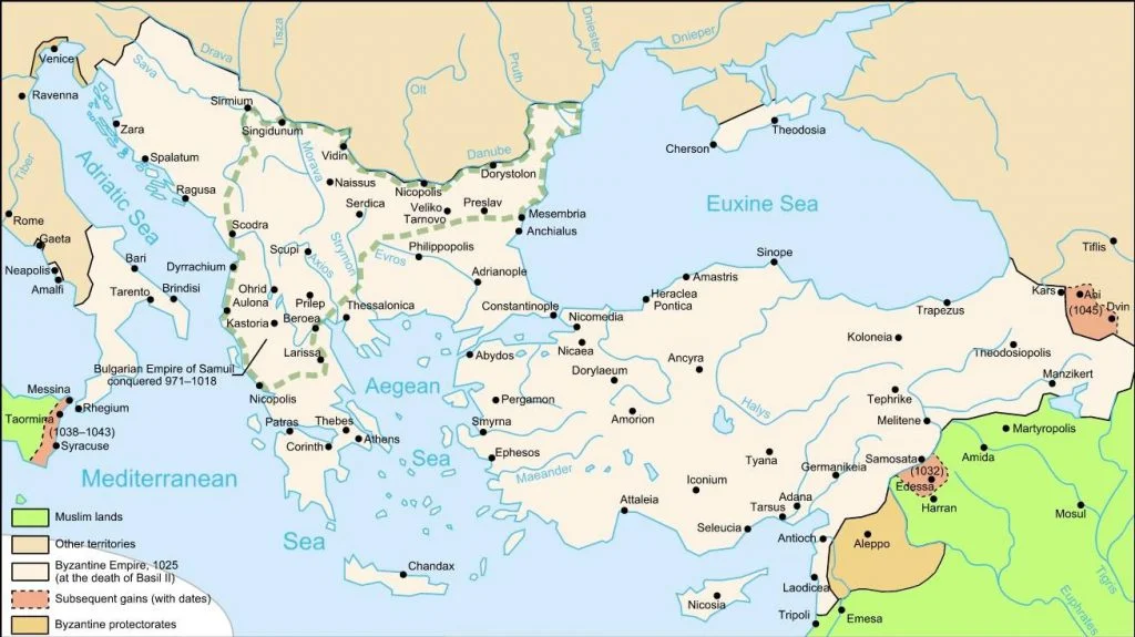 Byzantium bij de dood van Basileios II in 1025
