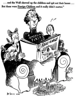 Cartoon tégen de America First-beweging - Dr. Seuss