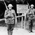 Amerikaanse bewakers bij Montabaur een stad in het Rijnland, 1919