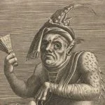 Leprozenbedelaar als duivel op een anonieme 16e-eeuwse gravure.