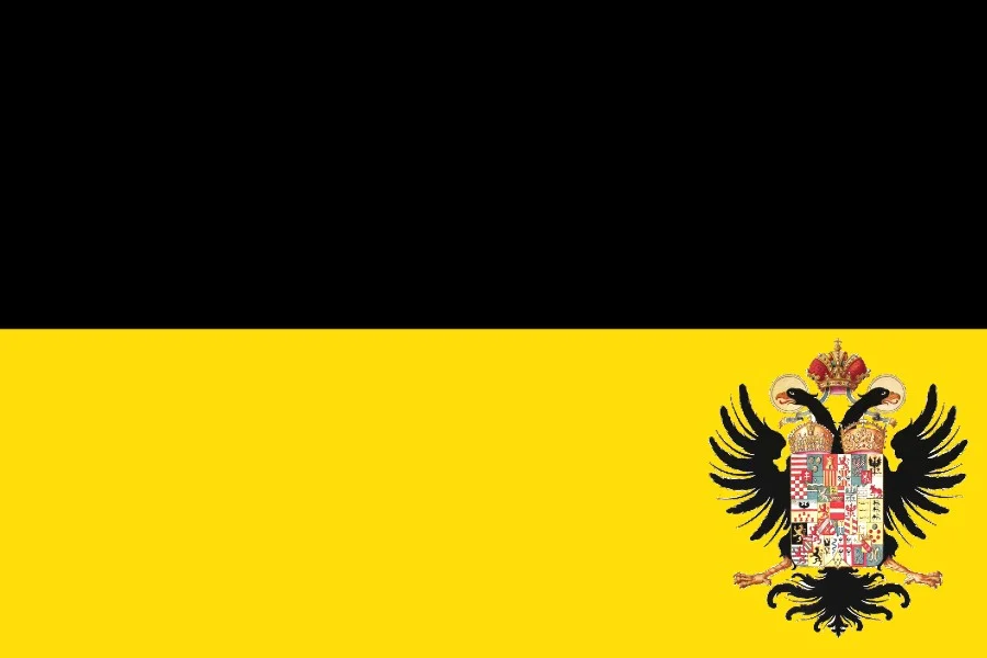 Vlag van het Oostenrijks-Habsburgse keizerrijk met daarin het wapen van keizerin Maria Theresia
