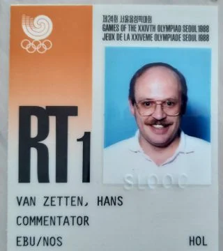 Eerste persaccreditatie van Hans van Zetten als televisiecommentator. Olympische Spelen  1988, Seoul