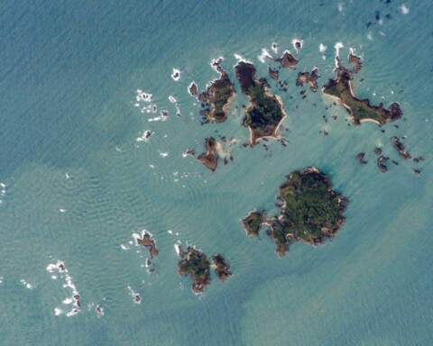 Satellietfoto van de Scilly-eilanden, 2007 (NASA)