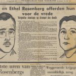 Executie Rosenbergs, voorpagina De Waarheid (20-6-1953). Bron: Delpher (Detail)