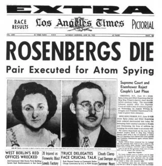 Executie Rosenbergs, voorpagina Los Angeles Times (20-6-1953)