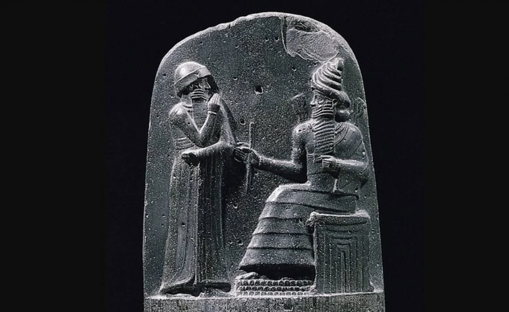 Hammurabi en Sjamasj op de Codex van Hammurabi