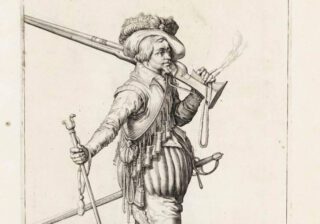 Musketier - uit de Wapenhandelinghe van Roers, Musquetten ende Spiessen, Jacob de Gheyn, 1607