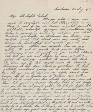 Detail van een brief van Jan Dieters aan zijn vrouw