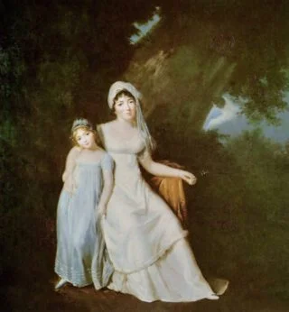 Madame de Staël en haar dochtertje Albertine, geschilderd door Marguerite Gérard rond 1805