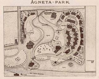 Kaart van het Agnetapark rond 1885