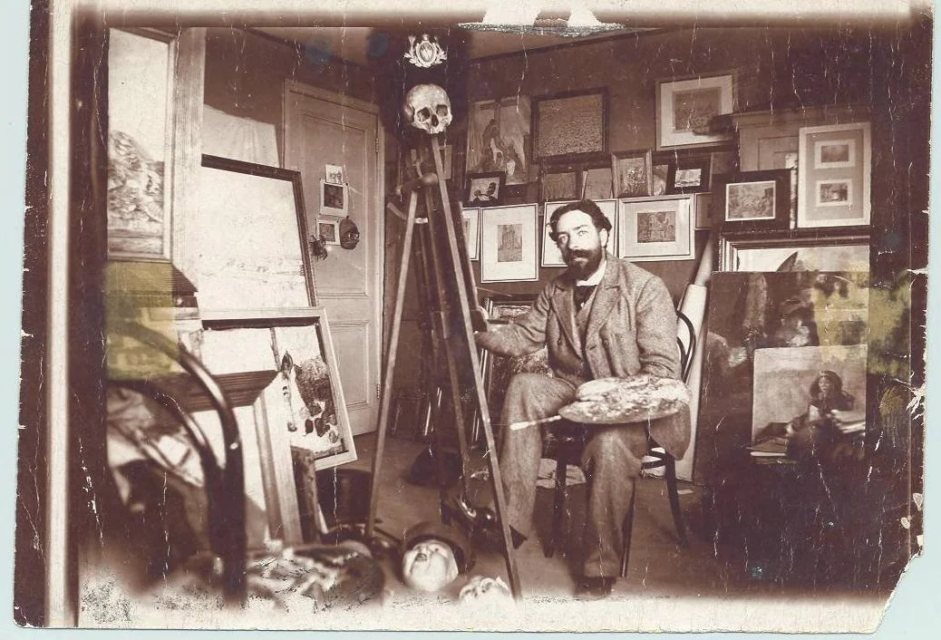 James Ensor in zijn atelier, 1899