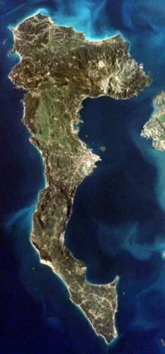 Korfoe vanaf ISS 