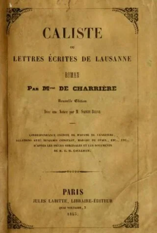 Lettres écrites de Lausanne - Belle van Zuylen