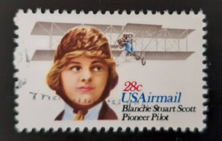 Blanche Scott - De pilote afgebeeld op een beroemde Amerikaanse postzegel