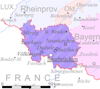 Kaart van het voormalige Saargebied 1920–1935