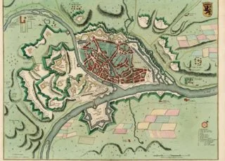 Plattegrond van barrièrestad Namen, 1745