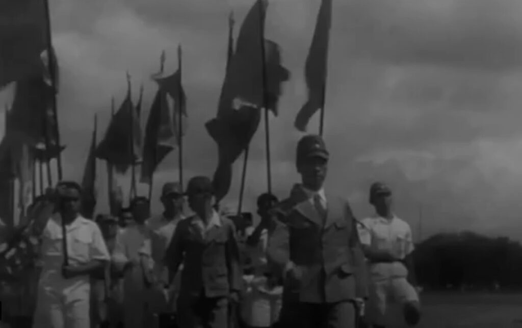 Still uit een van de Japanse propagandafilms