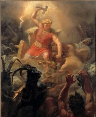 Thor / Donar op een schilderij van Mårten Eskil Winge, 1872