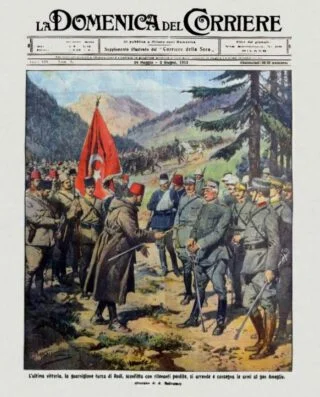 Overgave van een Turks garnizoen aan de Italiaanse generaal Ameglio, bij Psithos, 1912