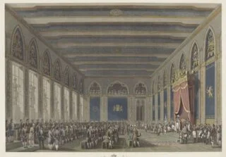 Instelling van de Staten-Generaal door koning Willem I in het Brusselse stadhuis, 1815 - Johann Nepomuk Gibèle