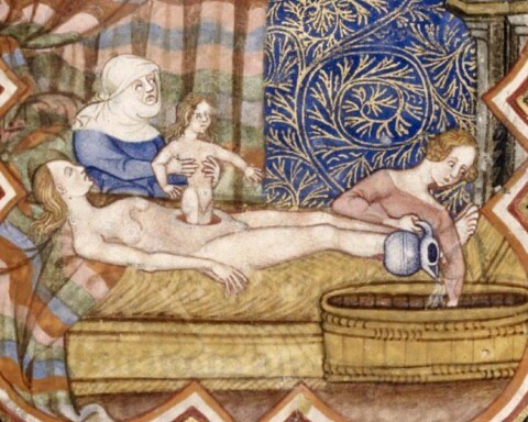 Fictieve voorstelling van de geboorte van Caesar, ca. 1301