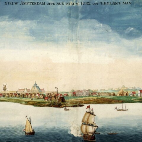 Gezicht op Nieuw-Amsterdam door Johannes Vingboons, 1664